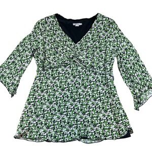 Dressbarn V-Neck Tie Back Top Women XL Y2K 2000s Whimsigoth Office Romcom Core